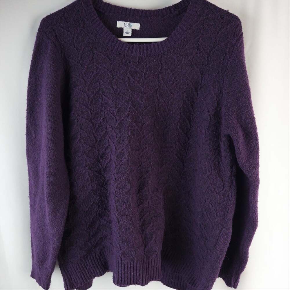Croft & Barrow Sweater Size XL Purple Cable Knit Long Sleeve Crewneck